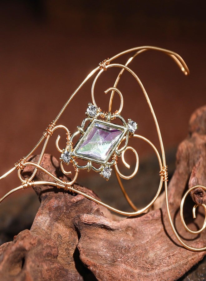 CoTeeZa Fairy Elf Ear Clamp - Medieval Golden Elf Cuff Renaissance Women's Costume Accessory Butterfly Shape Handmade Ear Clip for Cosplay Halloween Bride Wedding Photography - Image 5